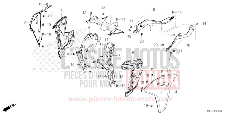 CARENAGE MILIEU (1) de Africa Twin PEARL GLARE WHITE (NHB53H) 2025